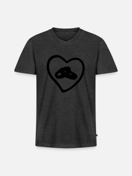 Ring, wedding - Men's Premium Organic T-shirt with V-neck - heather anthracite