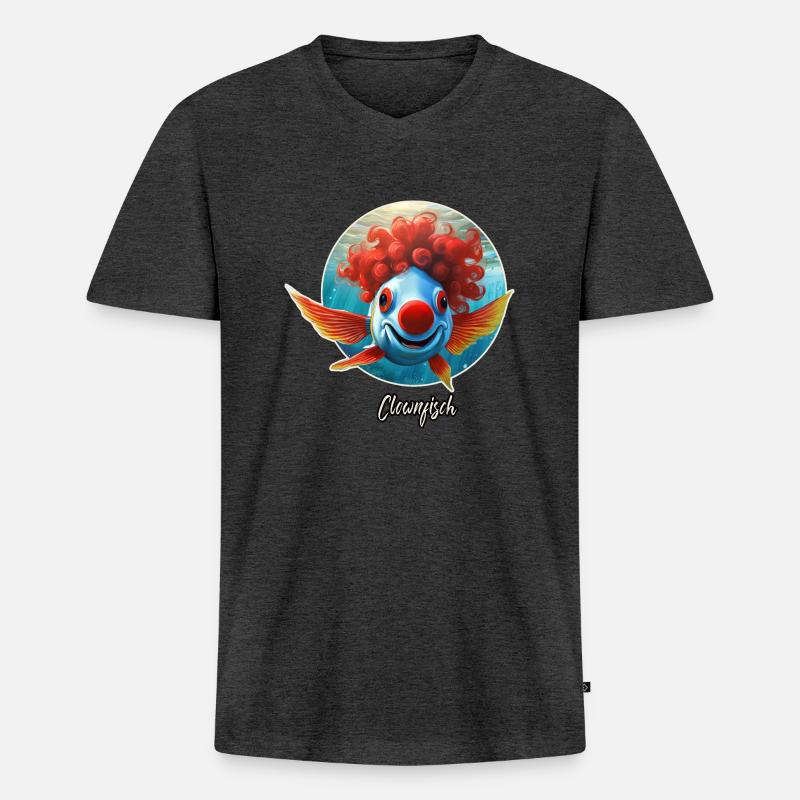 Pun ambiguous german expression - Clownfisch - Men's Premium Organic T-shirt with V-neck - heather anthracite