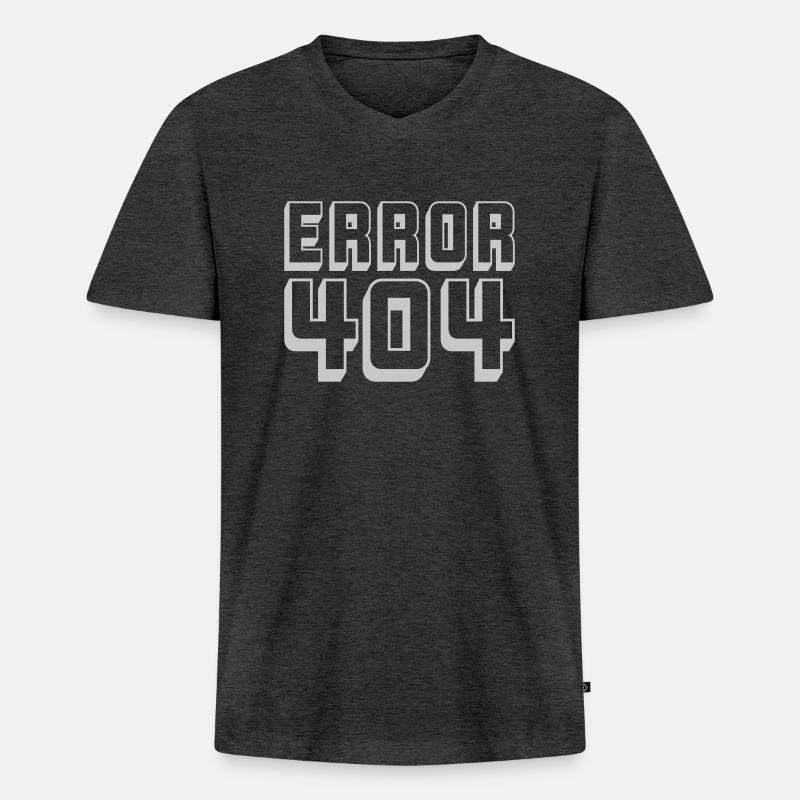 Computer Connection Error 404 - Men's Premium Organic T-shirt with V-neck - heather anthracite