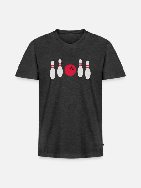 In between not hit bowling - Men's Premium Organic T-shirt with V-neck - heather anthracite