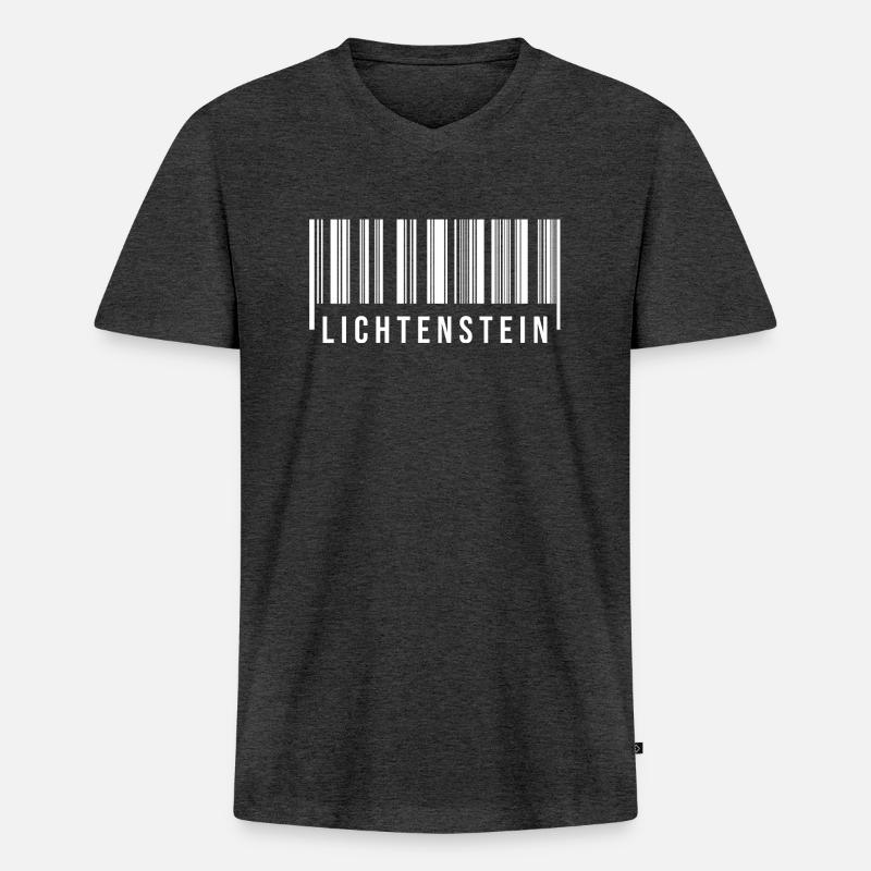Erzgebirge Strichcode Lichtenstein - Männer Premium Bio T-Shirt mit V-Ausschnitt - Anthrazit meliert