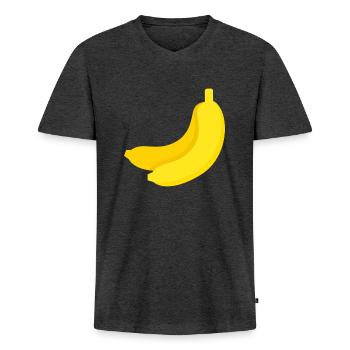 banana - Men's Premium Organic T-shirt with V-neck - heather anthracite - Front - Nico (187cm)