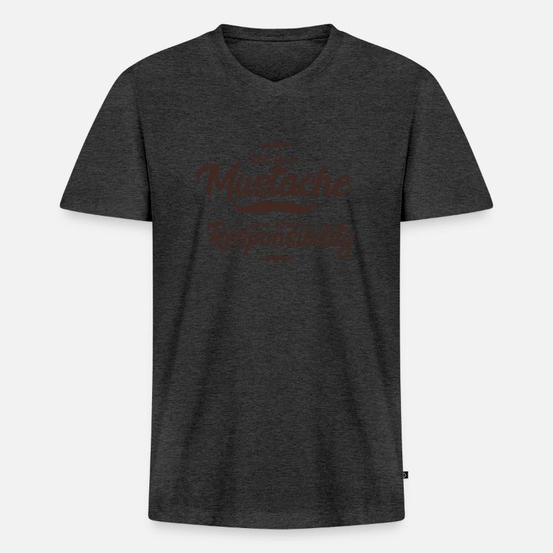 Mustache - Schnurrbart Bart - Männer Premium Bio T-Shirt mit V-Ausschnitt - Anthrazit meliert