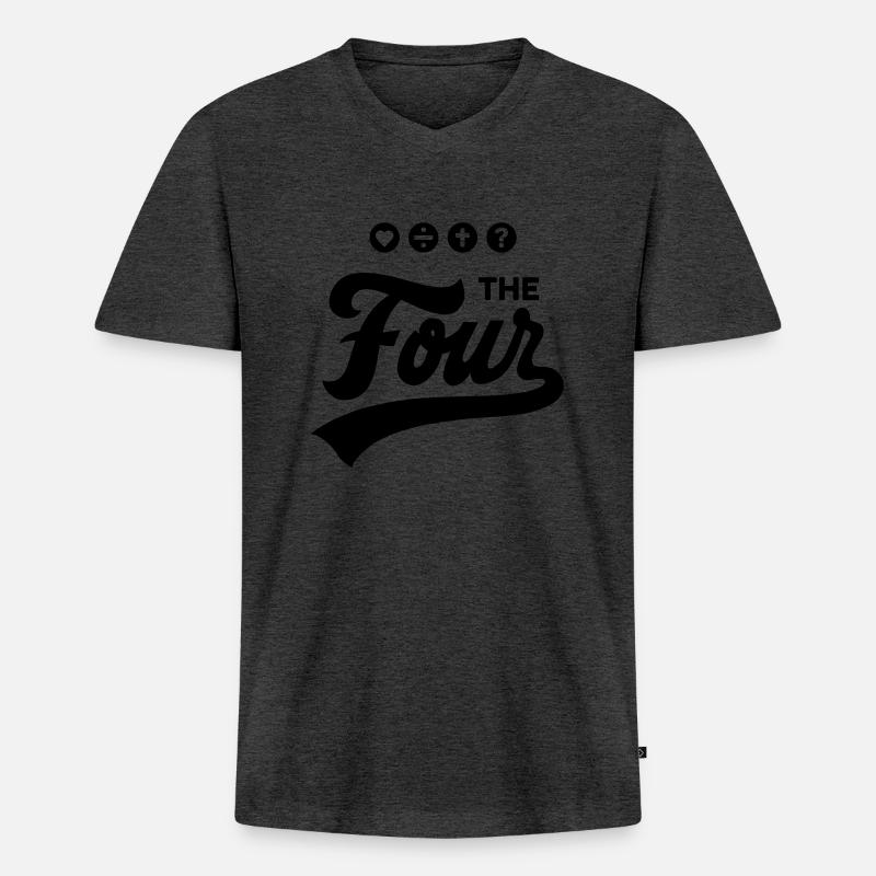 THE FOUR Cursive Bold - Männer Premium Bio T-Shirt mit V-Ausschnitt - Anthrazit meliert