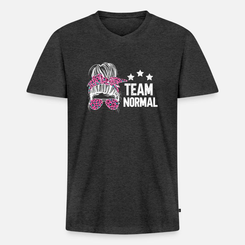 Team Normal - Männer Premium Bio T-Shirt mit V-Ausschnitt - Anthrazit meliert
