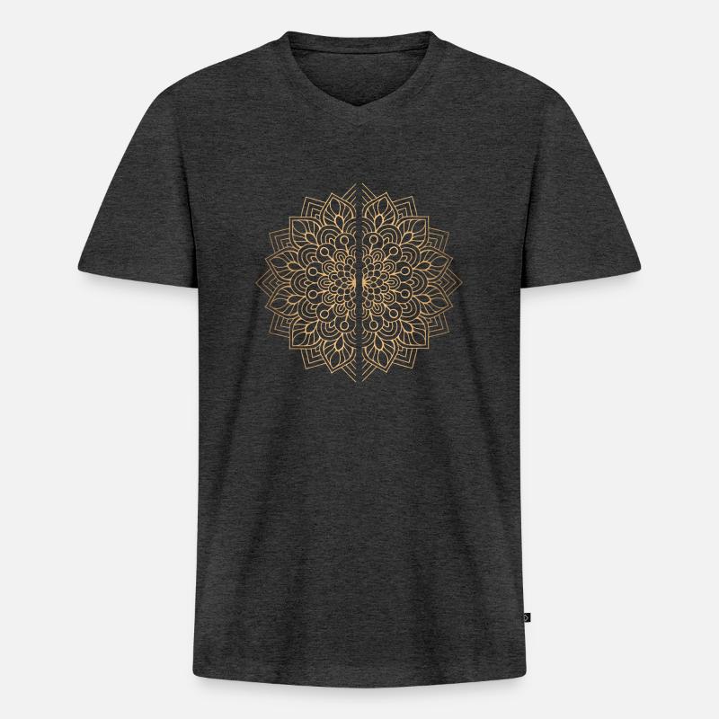 Golden Manalda / Yoga oder Gym - Männer Premium Bio T-Shirt mit V-Ausschnitt - Anthrazit meliert