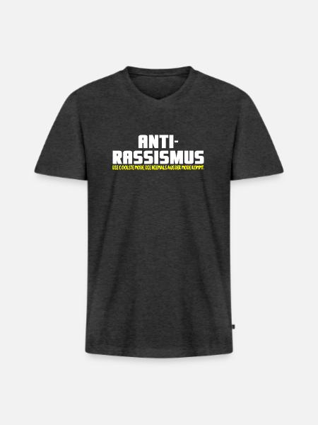 Anti-Rassismus - Männer Premium Bio T-Shirt mit V-Ausschnitt - Anthrazit meliert