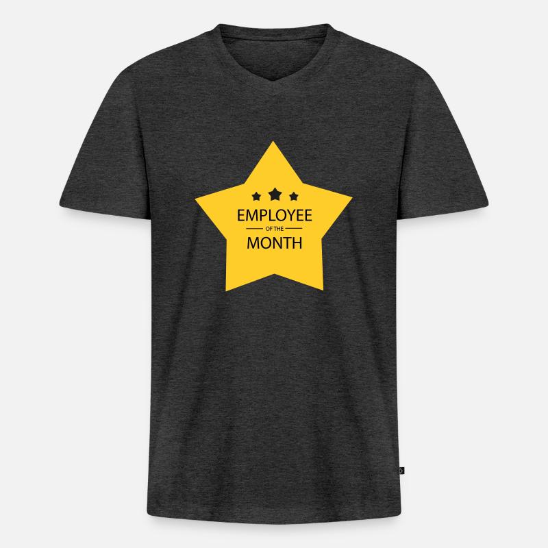 Mitarbeiter des Monats - Männer Premium Bio T-Shirt mit V-Ausschnitt - Anthrazit meliert