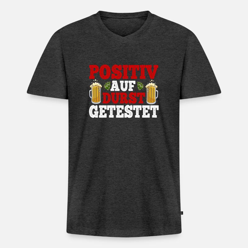 Positiv auf durst getestet - Männer Premium Bio T-Shirt mit V-Ausschnitt - Anthrazit meliert