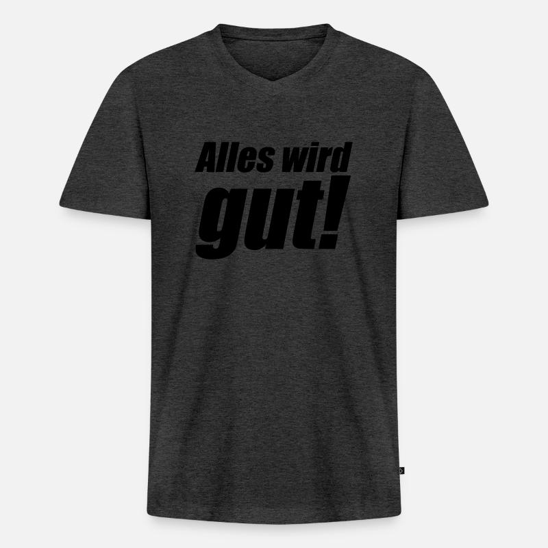 Alles wird gut - Männer Premium Bio T-Shirt mit V-Ausschnitt - Anthrazit meliert
