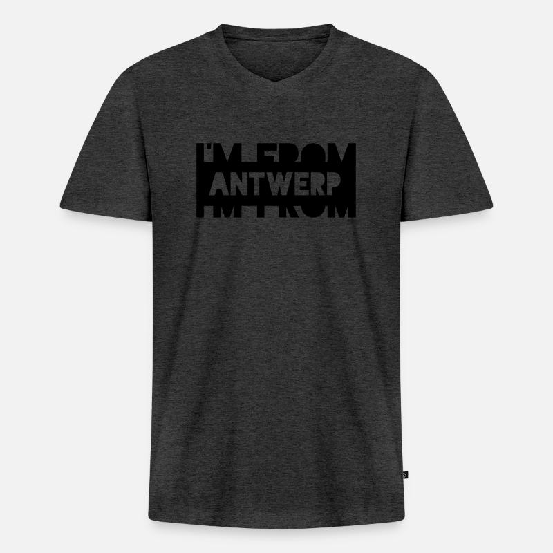 Von Antwerpen - Männer Premium Bio T-Shirt mit V-Ausschnitt - Anthrazit meliert