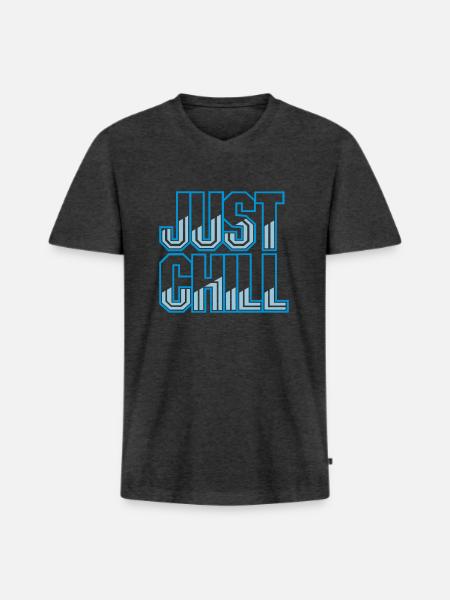 Just Chill Text Logo - Men's Premium Organic T-shirt with V-neck - heather anthracite