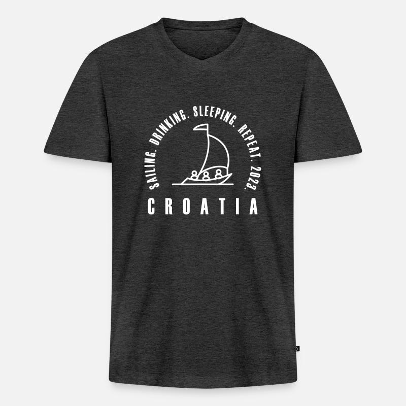 sailing drinking sleeping repeat 2023 - Männer Premium Bio T-Shirt mit V-Ausschnitt - Anthrazit meliert