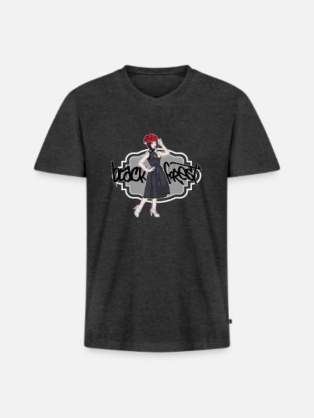 Schwarzwald // Bollenhut - Männer Premium Bio T-Shirt mit V-Ausschnitt - Anthrazit meliert