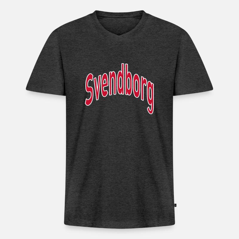 Svendborg - Männer Premium Bio T-Shirt mit V-Ausschnitt - Anthrazit meliert