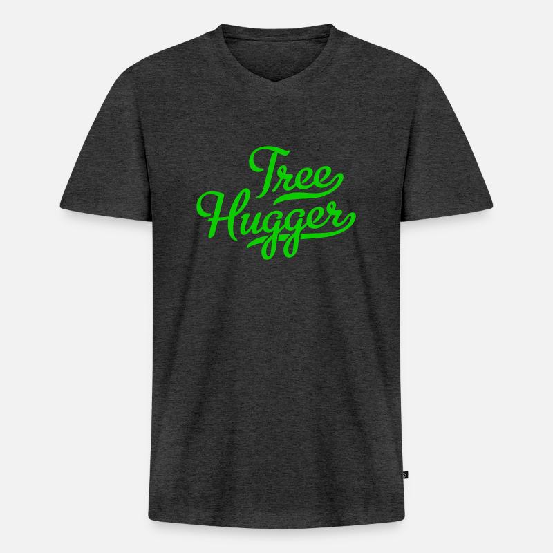 Tree Hugger - Männer Premium Bio T-Shirt mit V-Ausschnitt - Anthrazit meliert