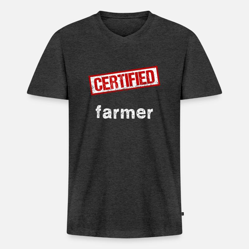 Bauer - Männer Premium Bio T-Shirt mit V-Ausschnitt - Anthrazit meliert