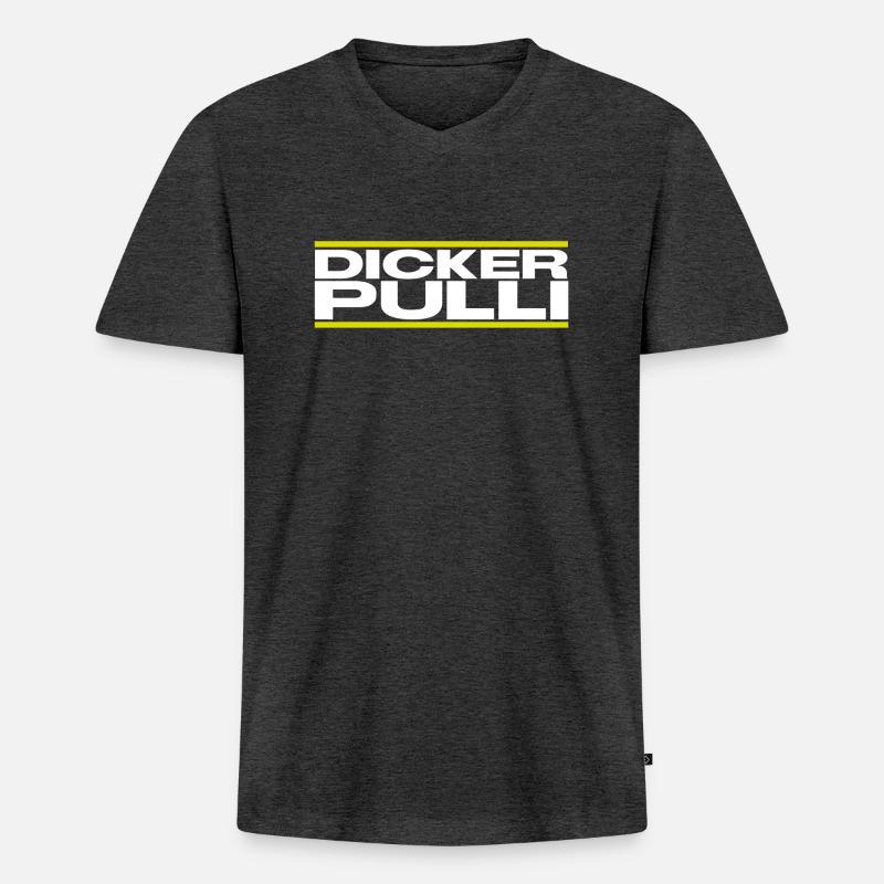DICKER PULLI - Männer Premium Bio T-Shirt mit V-Ausschnitt - Anthrazit meliert
