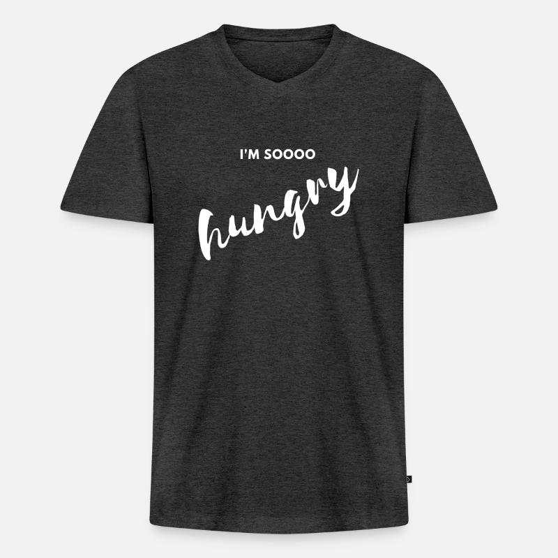 Ich bin so hungrig - Männer Premium Bio T-Shirt mit V-Ausschnitt - Anthrazit meliert