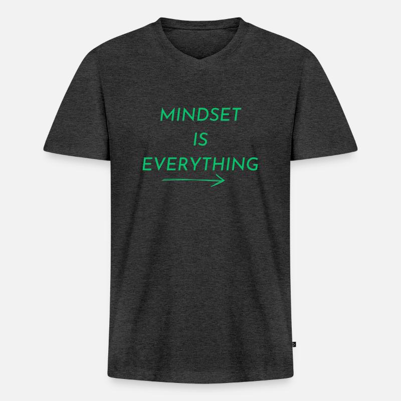 MINDSET IS EVERTHING - Männer Premium Bio T-Shirt mit V-Ausschnitt - Anthrazit meliert