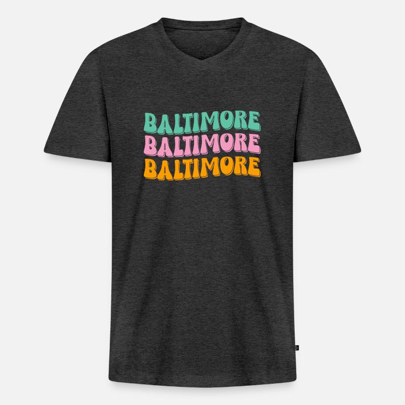 Baltimore - Männer Premium Bio T-Shirt mit V-Ausschnitt - Anthrazit meliert