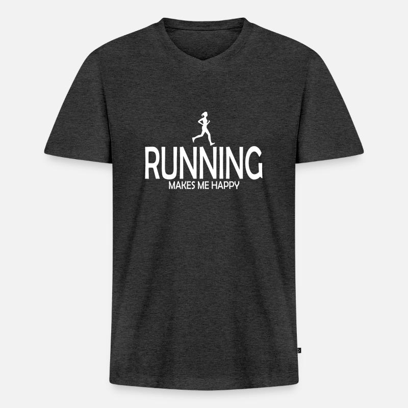 Marathon Running Run jogging - Männer Premium Bio T-Shirt mit V-Ausschnitt - Anthrazit meliert