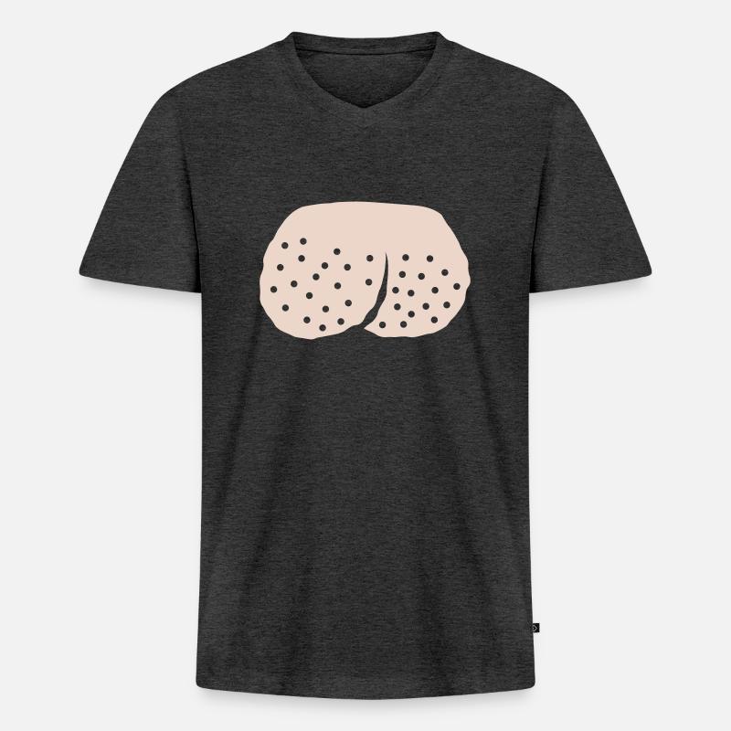 Hoden Comic rasierte Eier - Männer Premium Bio T-Shirt mit V-Ausschnitt - Anthrazit meliert