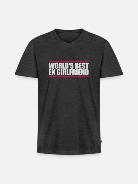 World's Best Ex Girlfriend - Men's Premium Organic T-shirt with V-neck - heather anthracite