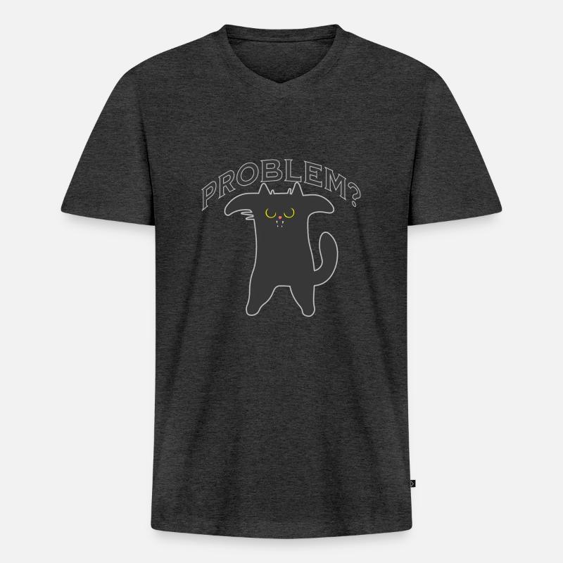 Katze Problem? - Katzenfreunde - Geschenk - Männer Premium Bio T-Shirt mit V-Ausschnitt - Anthrazit meliert