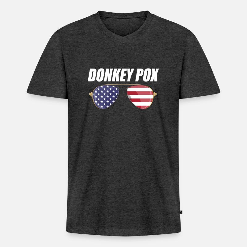 Donkey Pox - Männer Premium Bio T-Shirt mit V-Ausschnitt - Anthrazit meliert