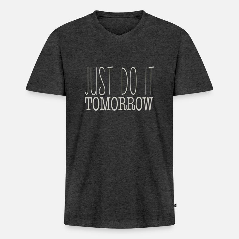 JUST DO IT - Männer Premium Bio T-Shirt mit V-Ausschnitt - Anthrazit meliert