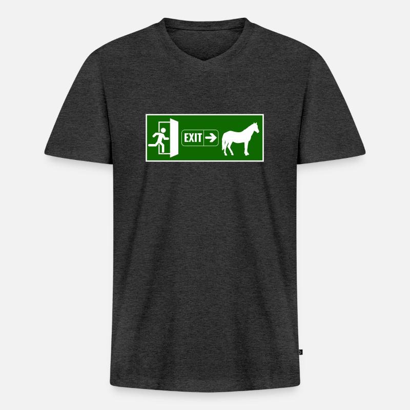 Exit raus zum pferd - Männer Premium Bio T-Shirt mit V-Ausschnitt - Anthrazit meliert