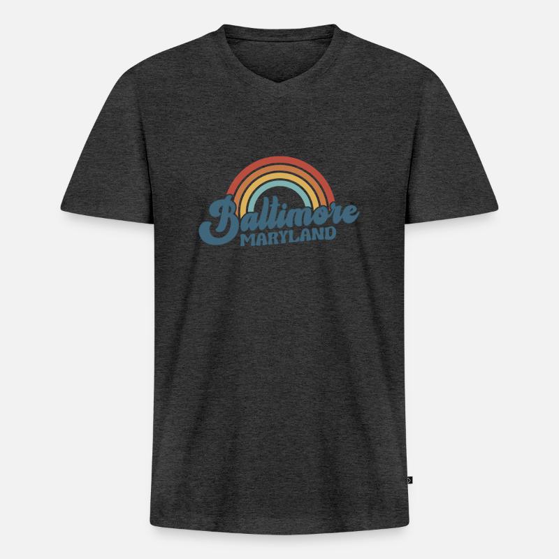 Baltimore - Männer Premium Bio T-Shirt mit V-Ausschnitt - Anthrazit meliert