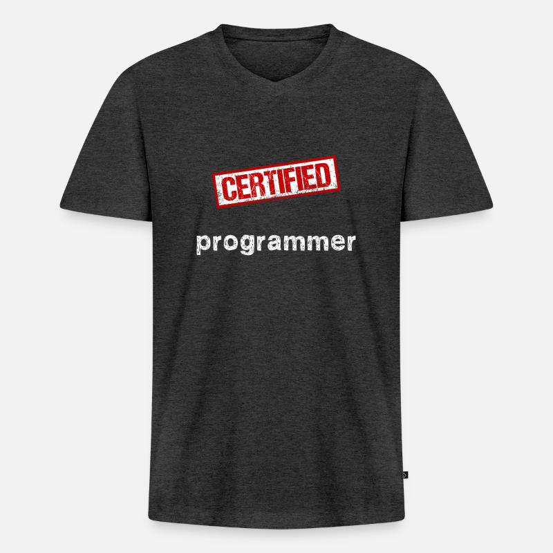 Programmierer - Männer Premium Bio T-Shirt mit V-Ausschnitt - Anthrazit meliert