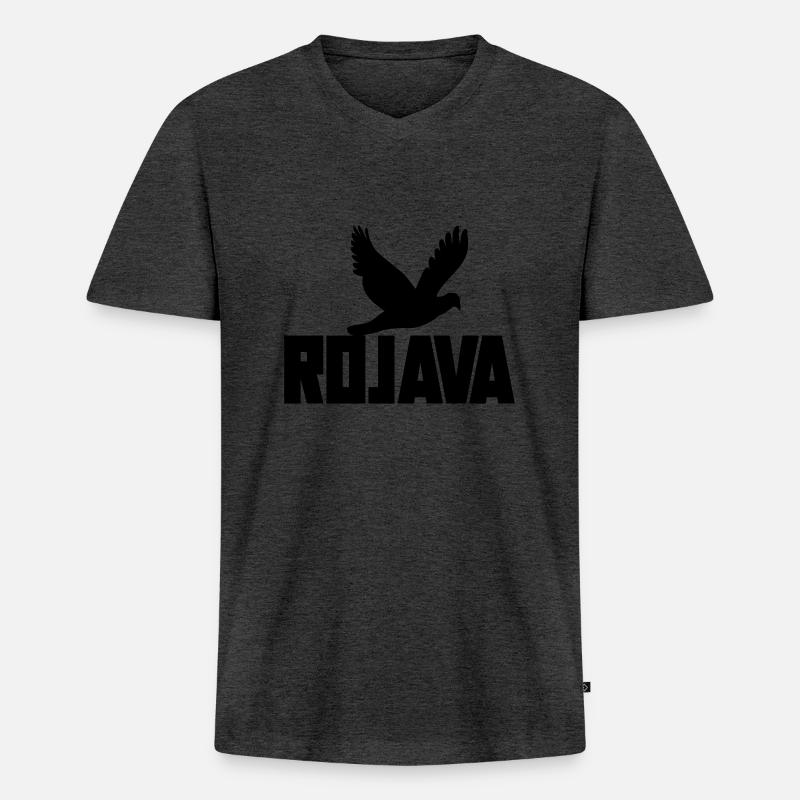 rojava kurdistan - Männer Premium Bio T-Shirt mit V-Ausschnitt - Anthrazit meliert