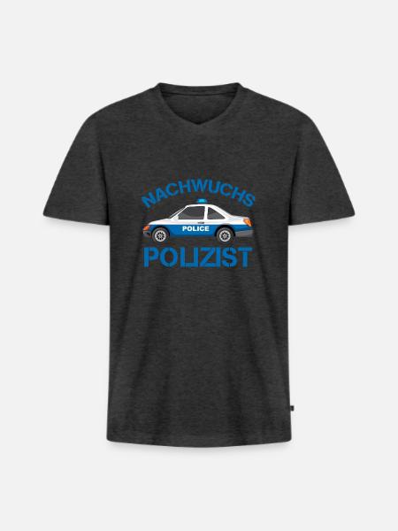 Nachwuchs polizist Geschenk Polizei - Männer Premium Bio T-Shirt mit V-Ausschnitt - Anthrazit meliert