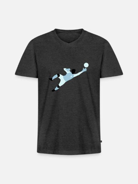 torwart_012015_a_3c - Männer Premium Bio T-Shirt mit V-Ausschnitt - Anthrazit meliert