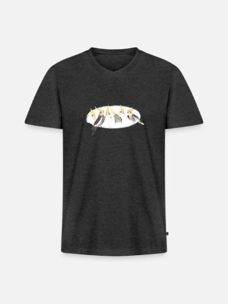 Nymphensittiche - Männer Premium Bio T-Shirt mit V-Ausschnitt - Anthrazit meliert