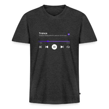 Trance - Männer Premium Bio T-Shirt mit V-Ausschnitt - Anthrazit meliert - Vorne - Nico (187cm)