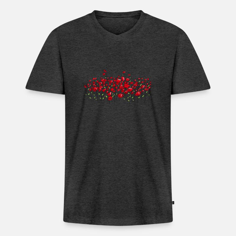 Mohnblume Mohnblumen Ackerrand - Männer Premium Bio T-Shirt mit V-Ausschnitt - Anthrazit meliert