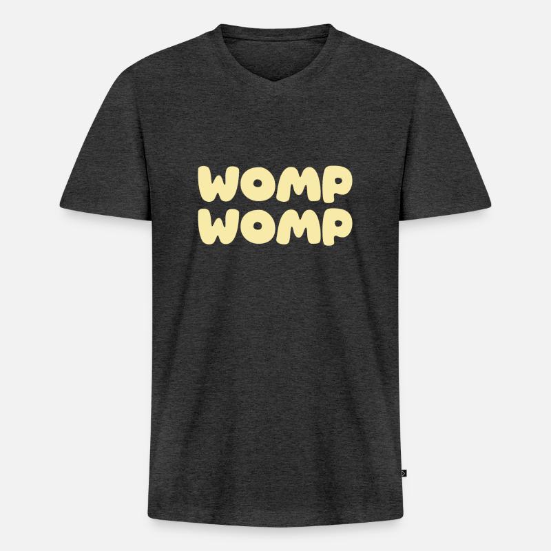 Womp Womp - Creme - Männer Premium Bio T-Shirt mit V-Ausschnitt - Anthrazit meliert