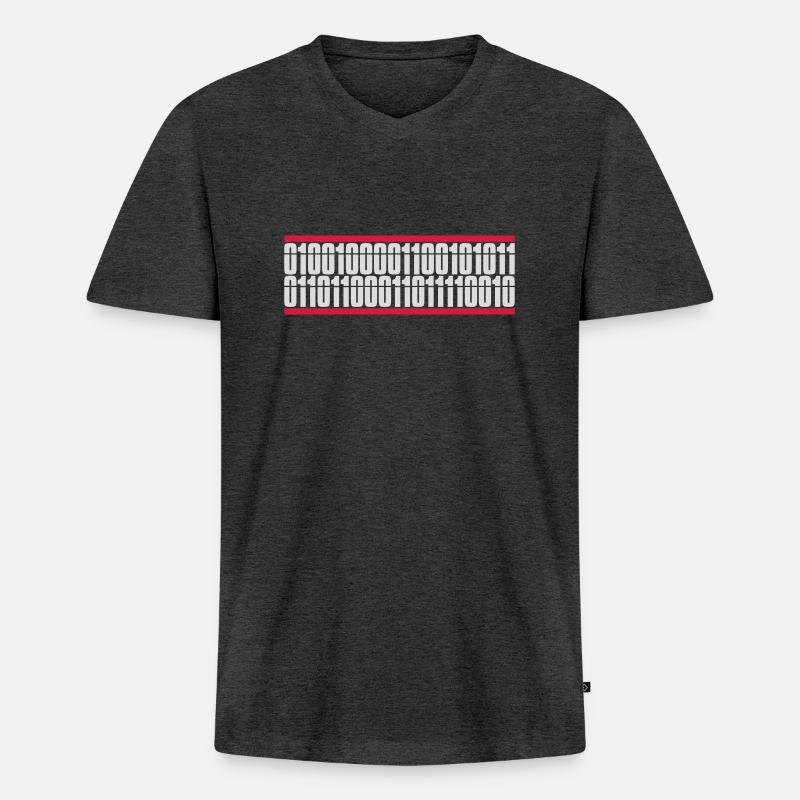 Binär Code Programm Sprache - Männer Premium Bio T-Shirt mit V-Ausschnitt - Anthrazit meliert