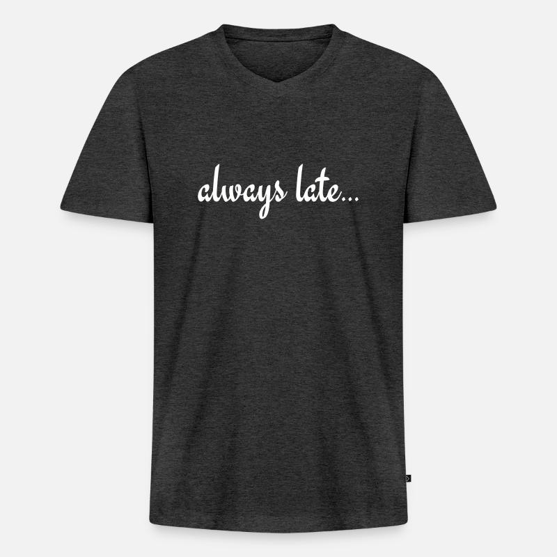 Immer zu spät - Männer Premium Bio T-Shirt mit V-Ausschnitt - Anthrazit meliert