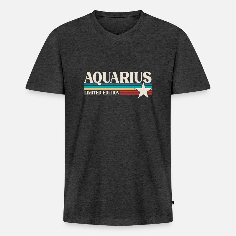 Sternzeichen Wassermann - Männer Premium Bio T-Shirt mit V-Ausschnitt - Anthrazit meliert