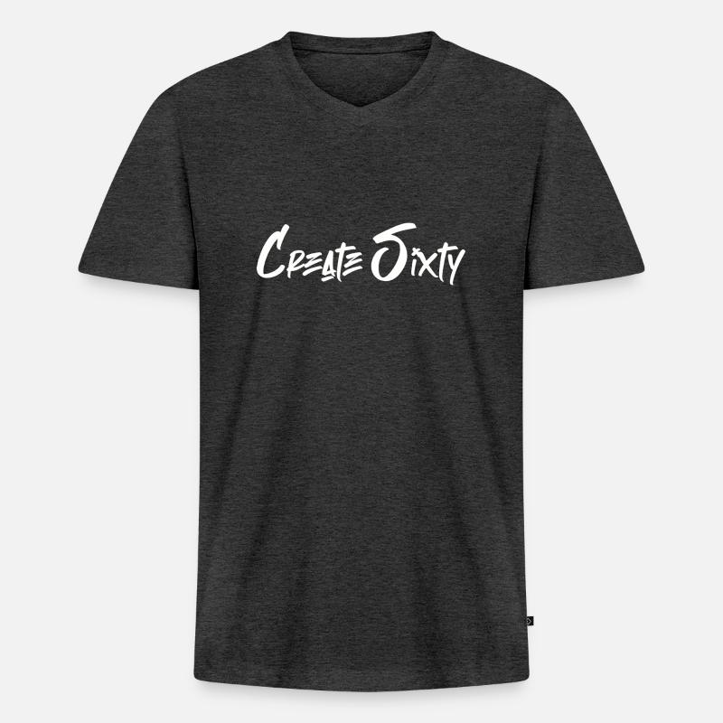 Create Sixty Merch - Männer Premium Bio T-Shirt mit V-Ausschnitt - Anthrazit meliert
