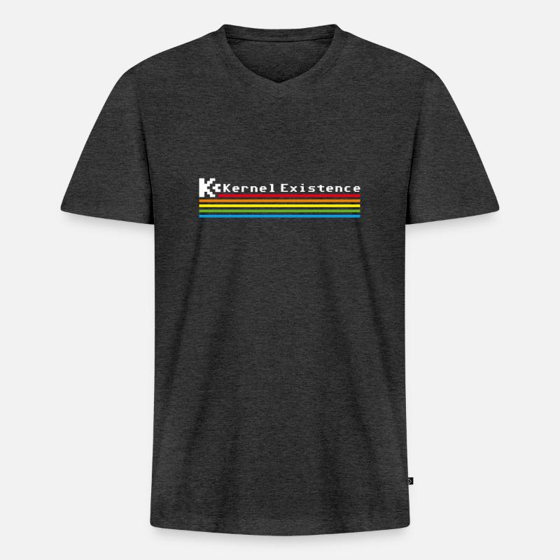 Kernel Existence - Männer Premium Bio T-Shirt mit V-Ausschnitt - Anthrazit meliert