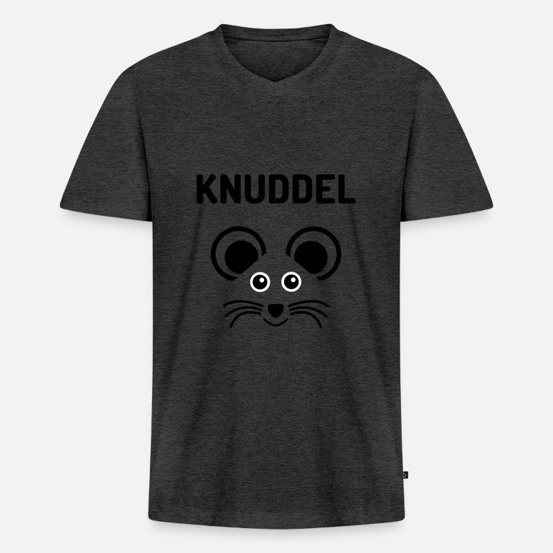 ★ Designfarben änderbar ★ Knuddelmaus - Männer Premium Bio T-Shirt mit V-Ausschnitt - Anthrazit meliert