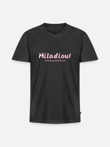 Miladiou - T-shirt encolure en V Premium bio Homme - anthracite chiné