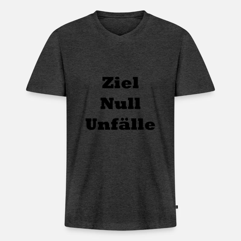 Ziel Null Unfälle (schwarz) - Männer Premium Bio T-Shirt mit V-Ausschnitt - Anthrazit meliert