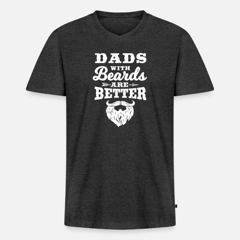 Papa mit Bärten - Männer Premium Bio T-Shirt mit V-Ausschnitt - Anthrazit meliert